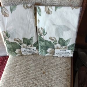 BRAND NEW!! ELLISON FIRST ASIA COMPANY. PAIR OF QUEEN MAGNOLIA PRINT SHAMS.